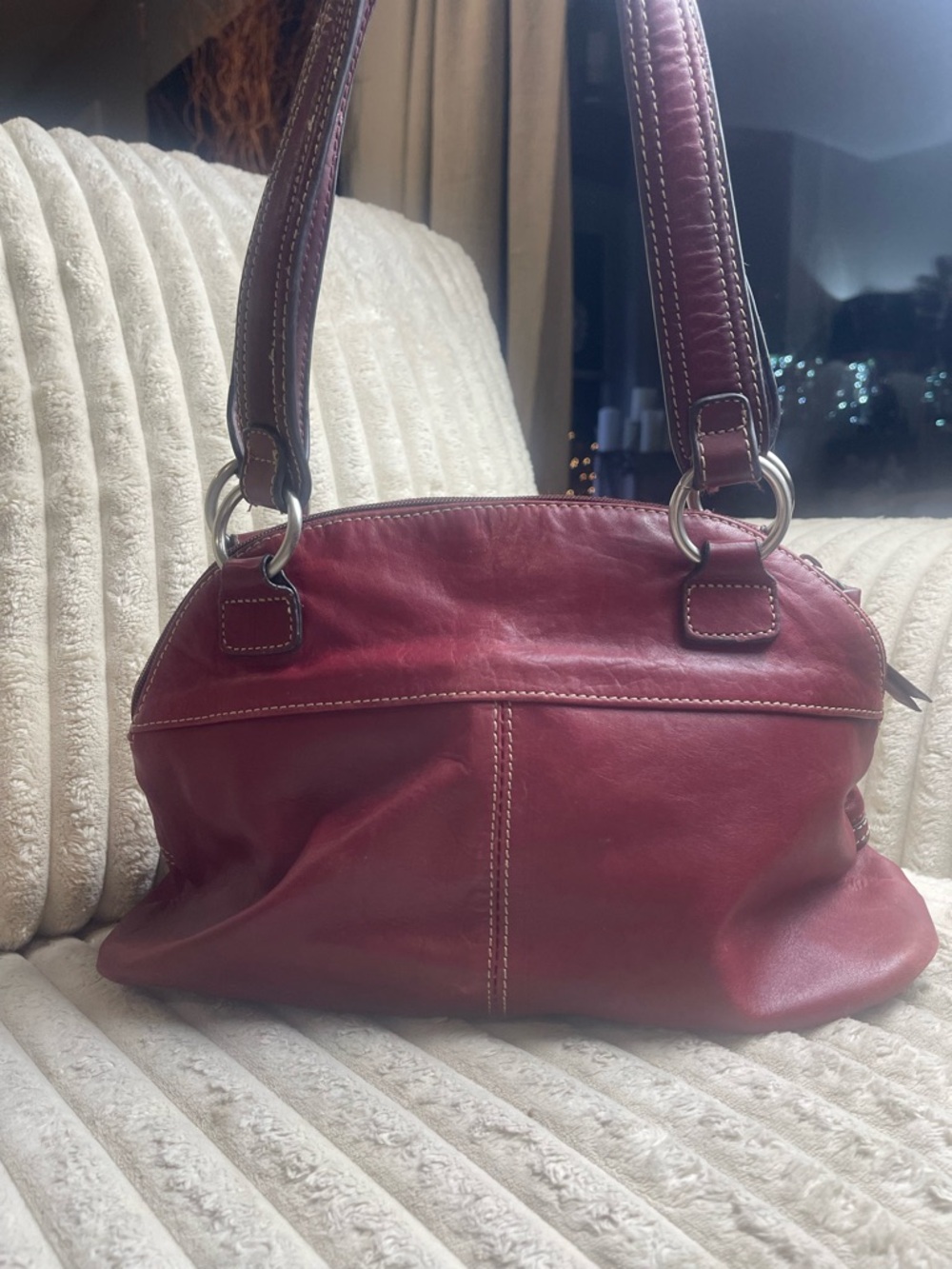 East 5th Burgundy Leather Shoulder Bag Satchel Handbag Silver Hardware 👜✨ - Picture 3 of 6